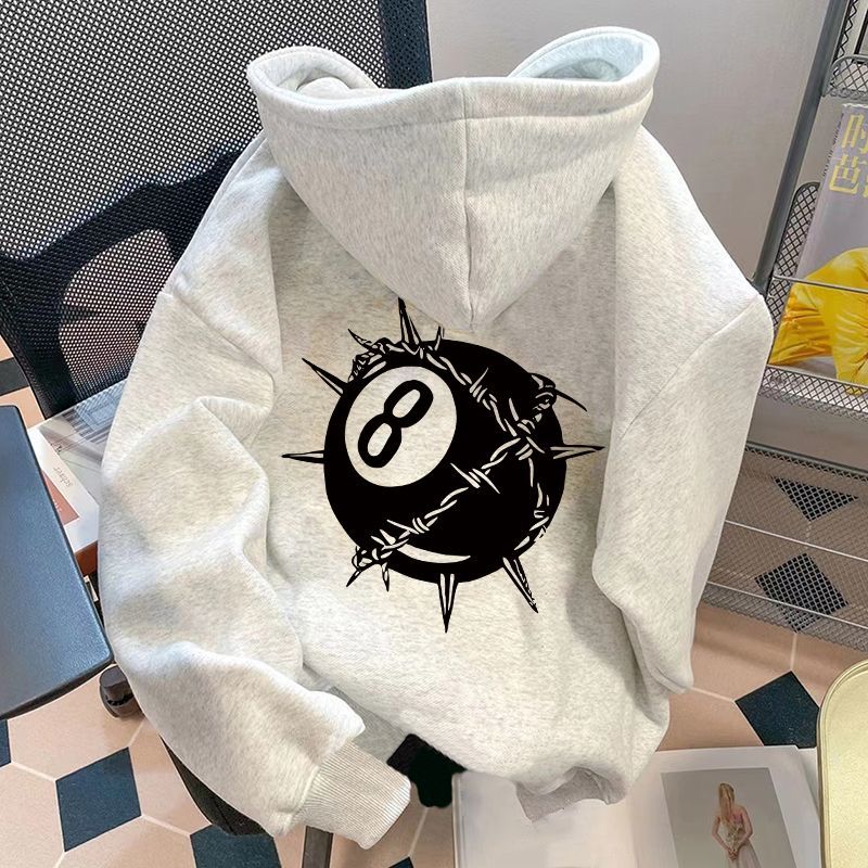 American Hip Hop Street Hooded Jacket Tide 2024 Autumn New Vintage Tide Brand Lazy Style Loose Sweater_voghion.com