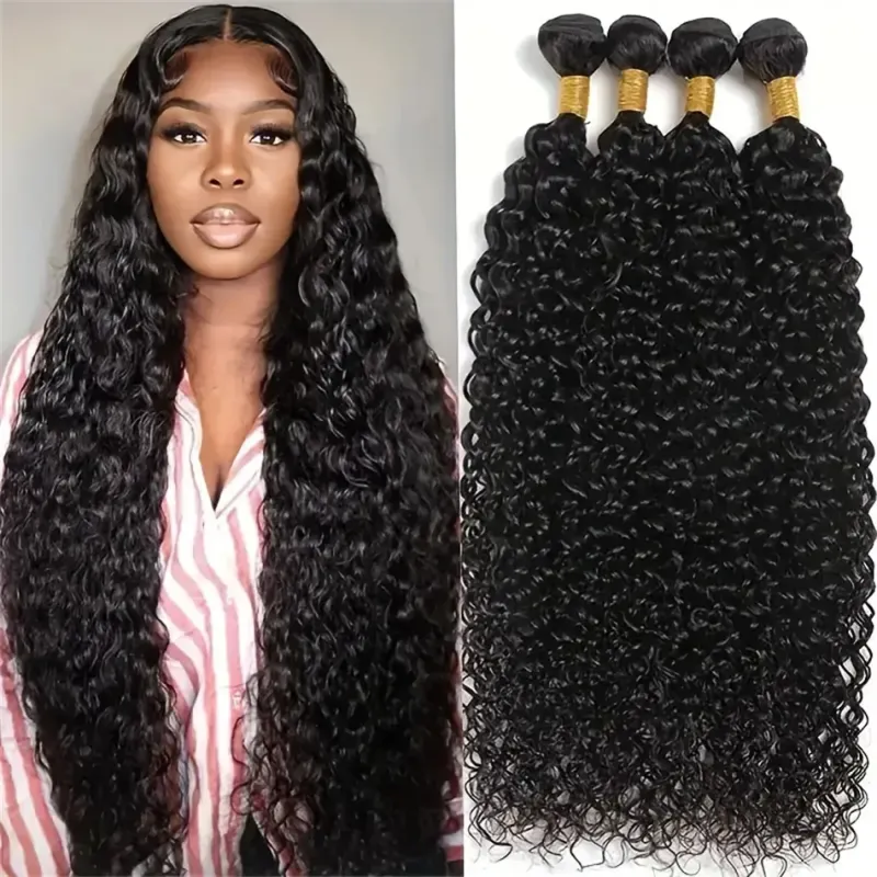 Deep Wave Human Hair Bundles Pure Brazilian Hair Double Weft Natural Black Color 100 Human Hair Quality 8-32 Inch For Woman_voghion.com