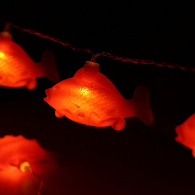 Traditional Chinese LED String Lights - Festive Red Lanterns, Koi Fish & Lucky Knots Decor With Remote Control & Waterproof Options_voghion.com