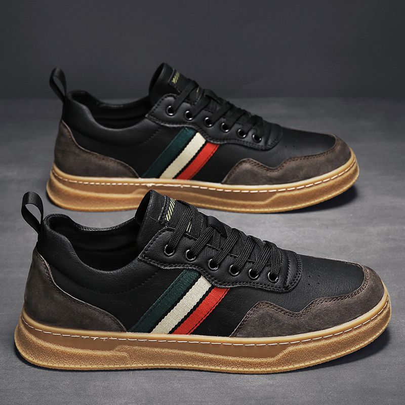 Autumn Korean fashion casual sneakers new men&#39;s all-match leather soft bottom white shoes trendy shoes_voghion.com