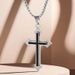 Collana da uomo in acciaio inossidabile con croce a doppio strato, stile hip-hop versatile, accessorio anti-scolorimento_voghion.com