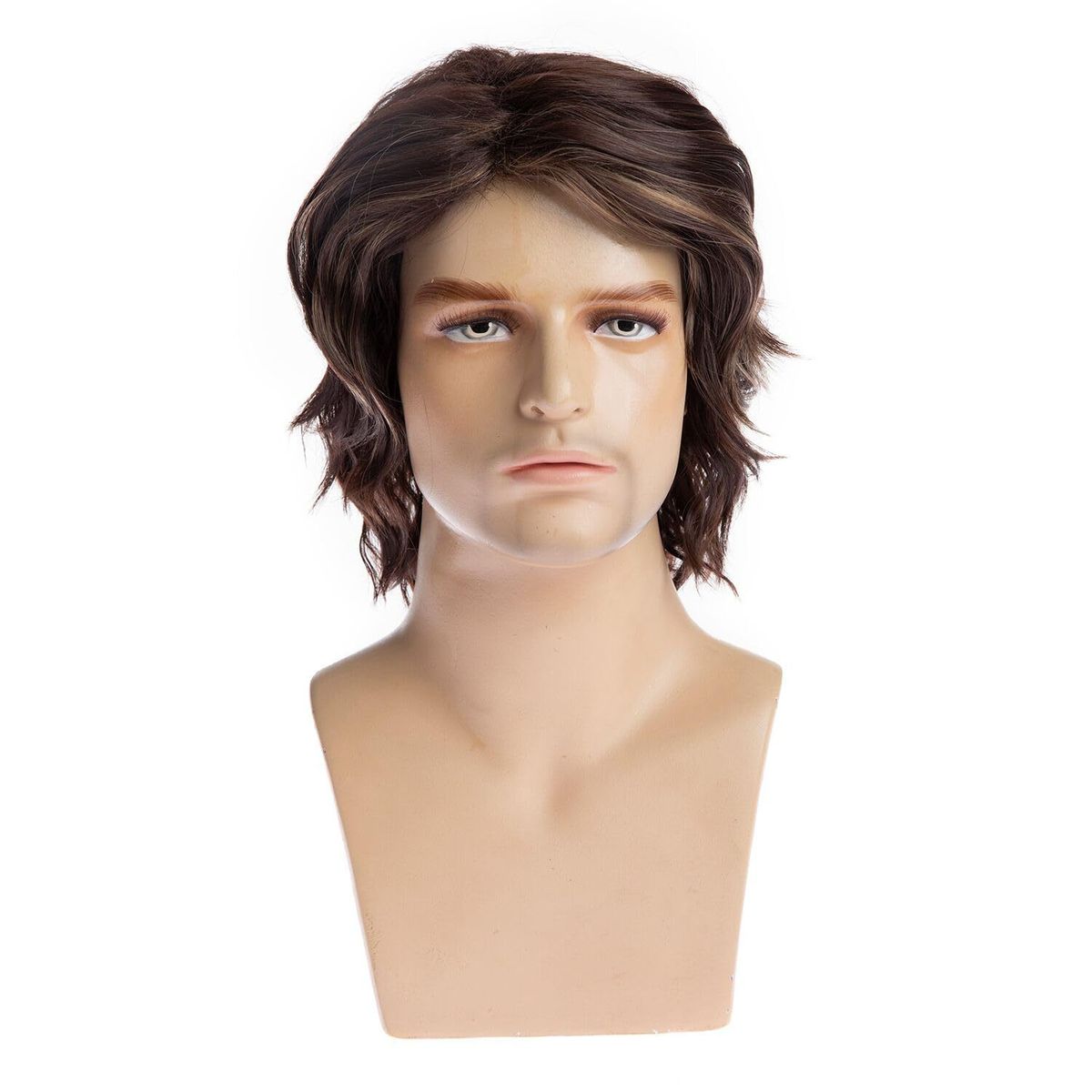 Synthetic Clip-in Fashion Wigs Men's Short Curly Wigs Dark Brown Short Curly Wigs_voghion.com