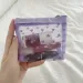 Purple heart-shaped printed mesh transparent portable travel makeup organizer toilet storage paper bag wallet Y241023_voghion.com