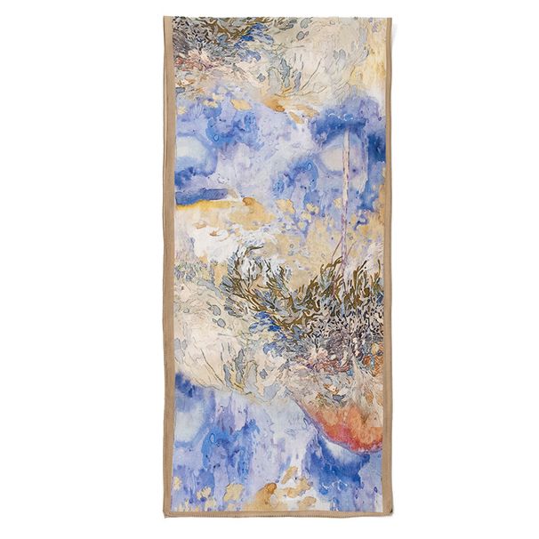 Mulberry Silk, Silk Scarf, Women's Spring/Summer 2024 Versatile Ink Halo Dyed Printed Long Shave, Sun Protection Shawl,_voghion.com