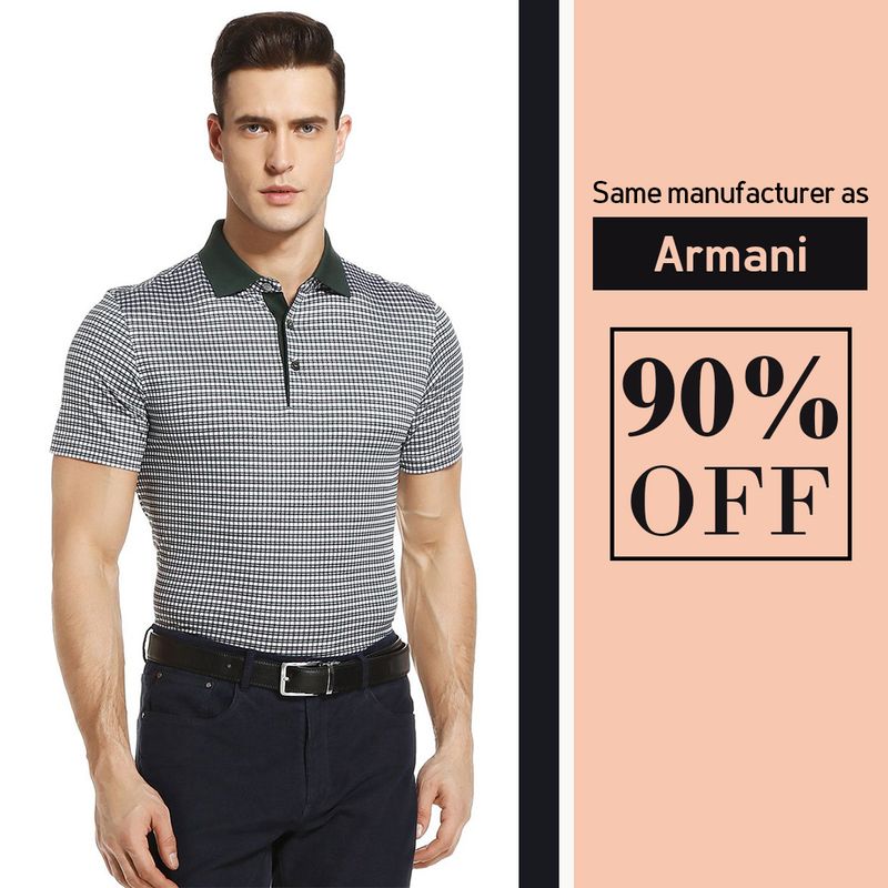 [Silk Cotton] Fashion Plaid Men's T-Shirt Men's Short-sleeved POLO Shirt Men_voghion.com