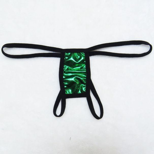 Intimates Mini Swimsuit Open-End Underwear Lady Sexy T-Back Three-Point Bikini Swimming Trunks Patent Leather T-Shaped_voghion.com