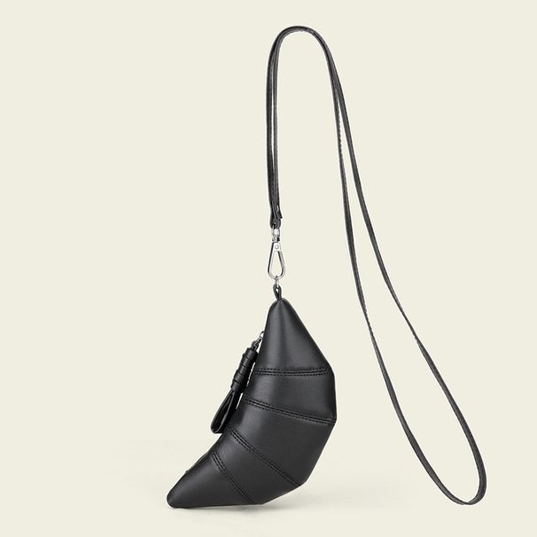 Halter Neck Coin Purse Cute Croissant Design Sense Niche Mini Shaped Crossbody Lipstick Earphone Small Bag_voghion.com