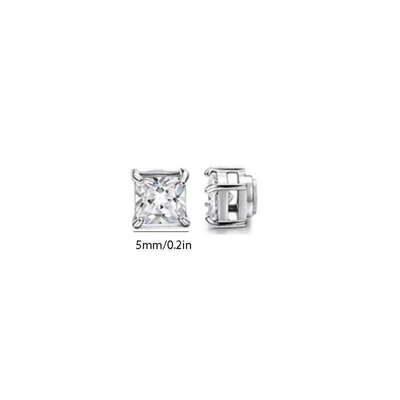 Unisex Stainless Steel Ear Clips Without Ear Piercings Magnets Zircon Ear Clips, Earrings, Personalized Trendy Fake Studs_voghion.com