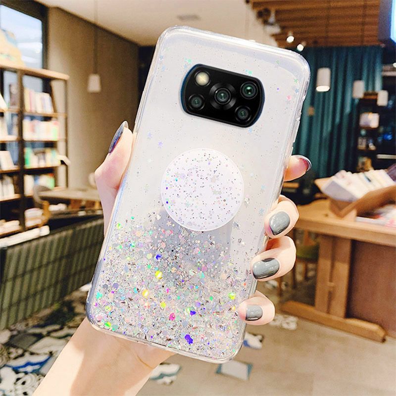 Poco X3 NFC Pro Fall 3D Nette Bling Glitter Star Abdeckung Für Xiaomi Poco F2 Pro Luxus Epoxy Weiche Halter fällen Poco X2 M2 P_voghion.com