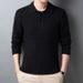Plus size jacquard top, autumn and winter lapel, men's knitted sweater, casual solid color base sweater_voghion.com