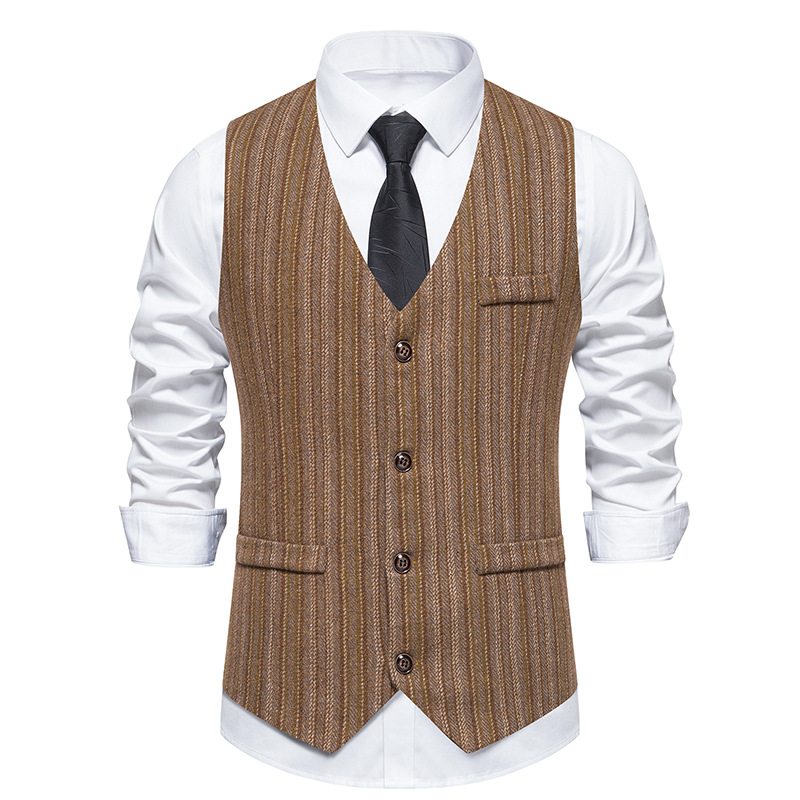 Gilet da uomo dal design retrò a righe colorate, tendenza, monopetto, gilet casual da uomo_voghion.com