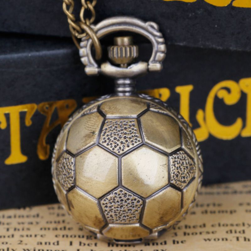 Creative Football Bronze Retro Style Quartz Pocket Watch Pendant FOB Exquisite Gift_voghion.com