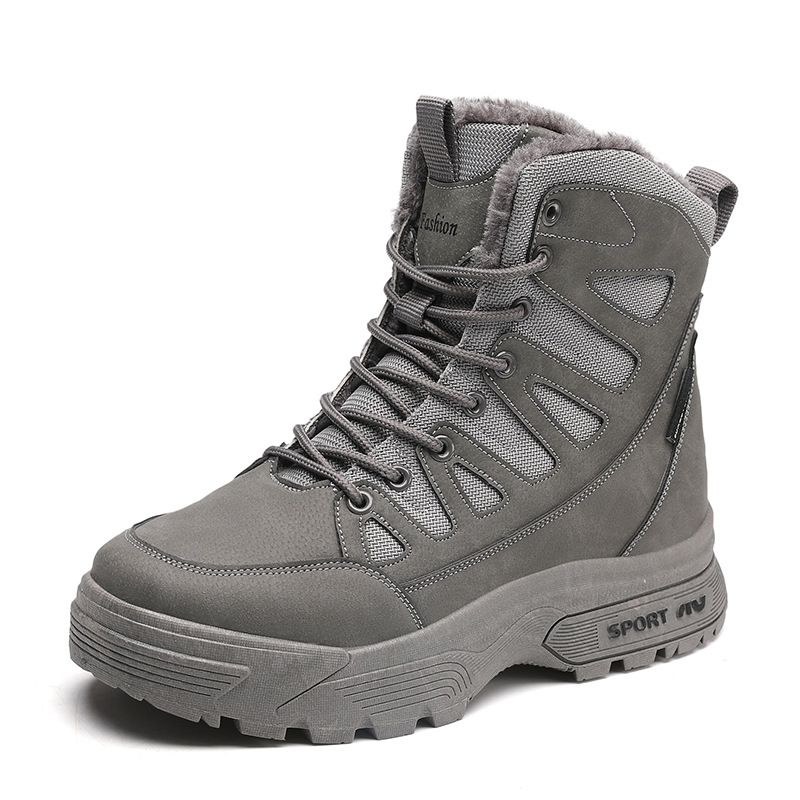 Outdoor-Wanderschuhe für Herren mit Fleecefutter, warme und bequeme Winterskischuhe, High-Top-Sport-Schneestiefel_voghion.com