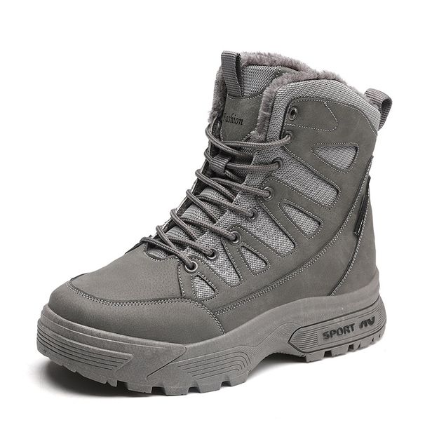 Outdoor-Wanderschuhe für Herren mit Fleecefutter, warme und bequeme Winterskischuhe, High-Top-Sport-Schneestiefel_voghion.com