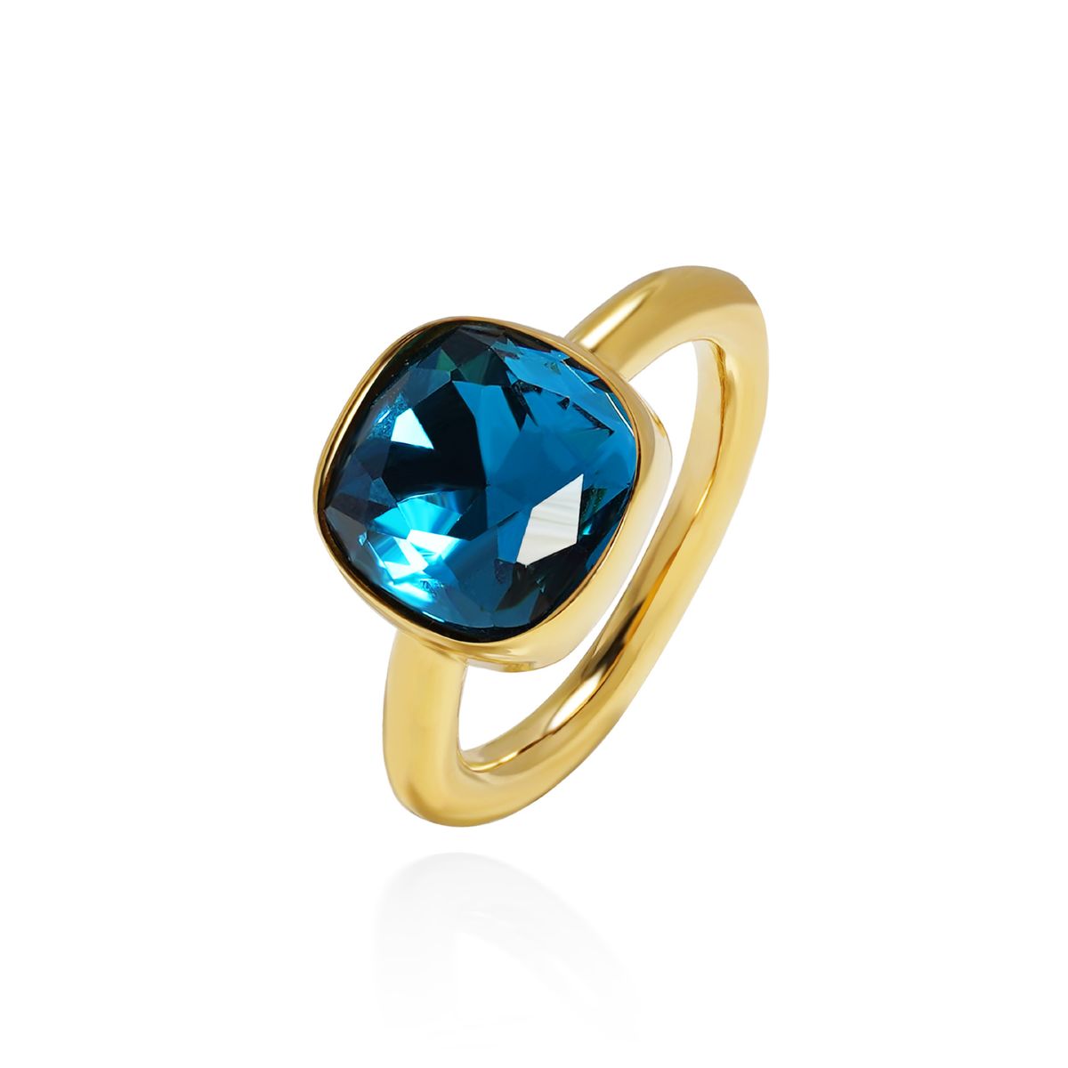 Damen Schmuck Quadratischer Kristallring Neuer Stil Modischer Exquisiter glänzender facettierter Titanstahlring Schmuck_voghion.com