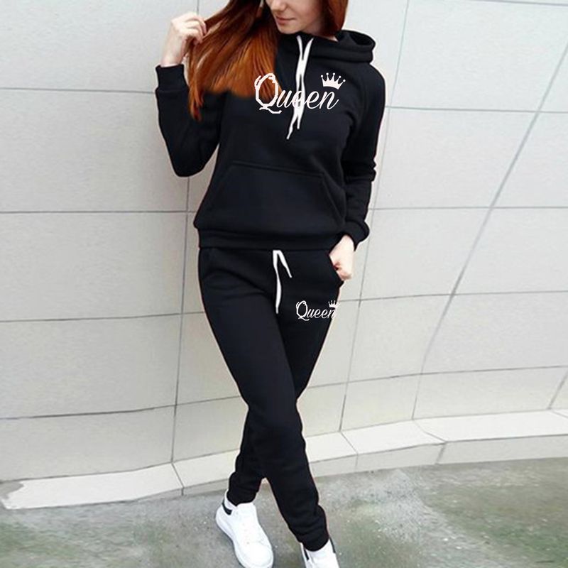 Women's Printed Hoodie Set Pullover Hoodie Sport Suit Casual Suit_voghion.com