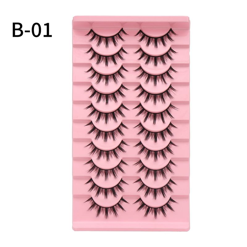Box of 10 Pairs Natural 3D False Eyelashes_voghion.com