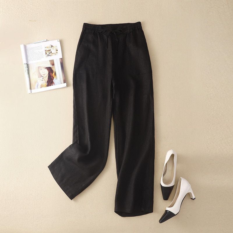 Abbigliamento da donna Pantaloni lunghi in canapa di cotone con gambe larghe pantaloni lunghi da donna dimagranti larghi pantaloni a gamba dritta a vita alta di grandi dimensioni disegnare pantaloni casual da donna in corda_voghion.com