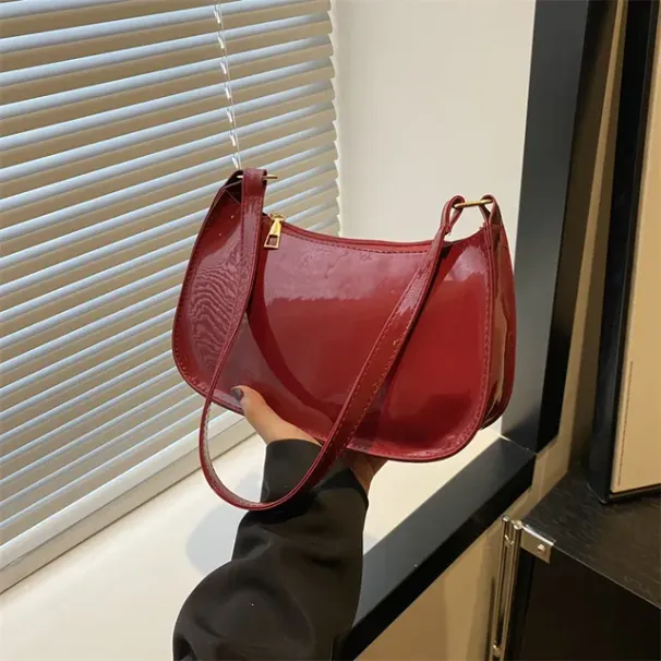 Retro Solid Color PU Leather Shoulder Underarm Bag Women's Fashion Handbags Casual Hobos Purses And Handbag Ladies Hand_voghion.com