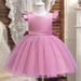 Kinderkleidung Mädchen Kleid Fliegender Ärmel Perlen Mesh Prinzessin Kleid Rückenfrei Bowknot Klavier Performance Kostüm_voghion.com
