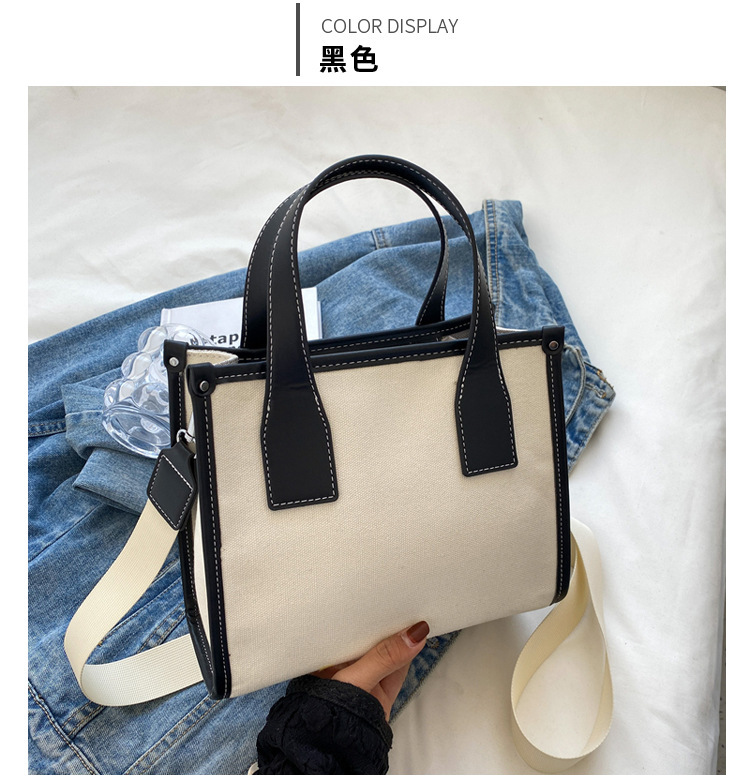 Korean Version Of Niche Canvas Bag Women's 2023 New Korean Version Of Simple one-shoulder Messenger bag commuting Tote small square bag_voghion.com