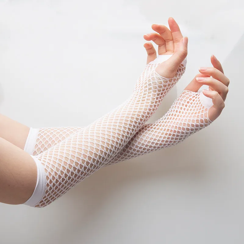 1pair Neon Fishnet Fingerless Long Gloves Leg Arm Cuff Party Wear Fancy Dress for Womens Sexy Girls Punk Goth Dance Mesh Gloves_voghion.com