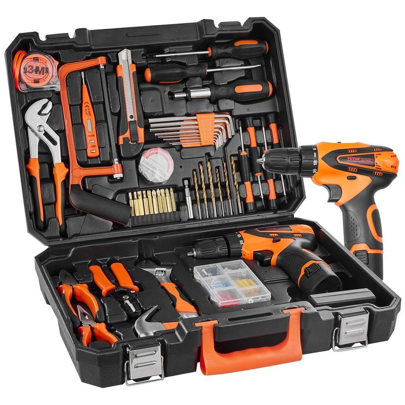 Tool Kit, 146 Piece General Household Hand Tool Set, With Electric Drill And Portable Tool Storage Case, High-Quality Steel, For Home Maintenance,_voghion.com