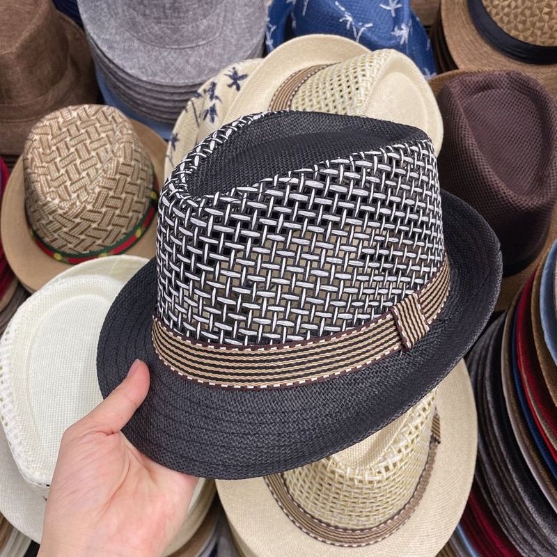 Hut Herren, Sommer Strand Beschattung Sonnenschutz Jazz Jugend Strohhut Angeln Aushöhlen Atmungsaktiv Zylinderhut für Damen_voghion.com