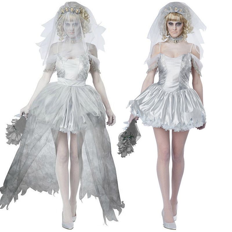 Halloween costume new horror skeleton ghost gray ghost bride zombie costume night field DS stage costume costume_voghion.com