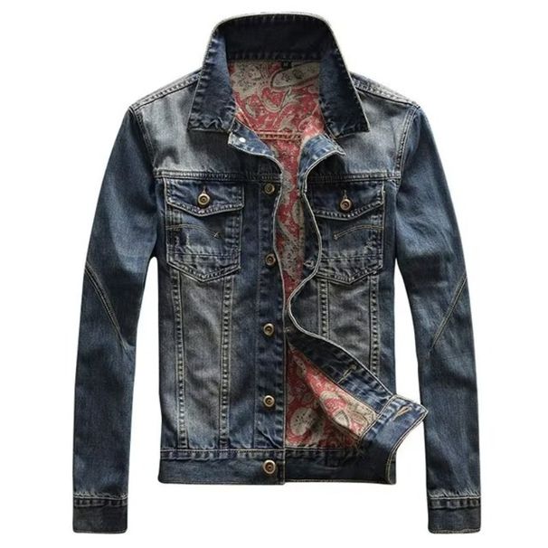 Cowboyjacke, schmal geschnitten, Jacquard-Muster, Used-Look, lässiges Oberteil für Teenager_voghion.com