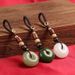 Pendentif porte-clés de voiture en agate calcédoine, boucle de sécurité en jade, pendentif haut de gamme exquis et créatif pour couple_voghion.com