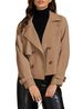 Kurze Windjacke für Damen im Herbst und Winter, langärmelig, zweireihig, Revers, Freizeitjacke_voghion.com