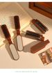 Folding Boar Bristle Comb With Mirror Integrated Portable Travel Massage Comb Women's Bangs Fluffy Hair Comb_voghion.com