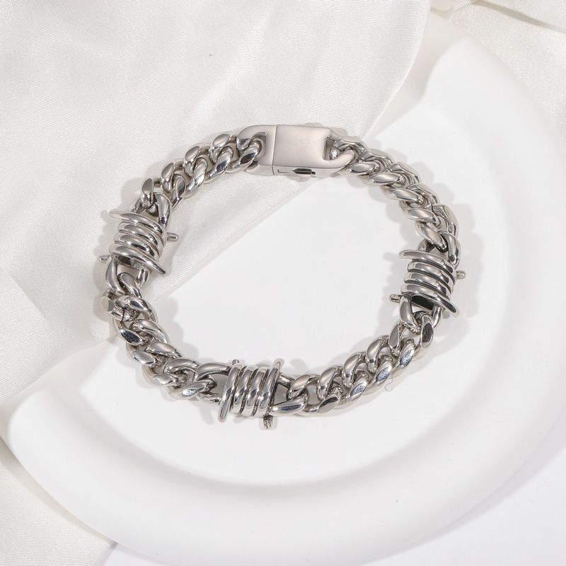 Collier court tendance en acier inoxydable pour homme, bijou fait main personnalisé, accessoires à épines, chaîne cubaine_voghion.com