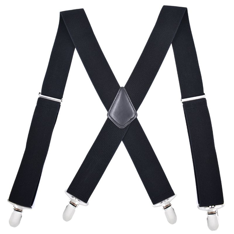 Suspensórios elásticos masculinos de 5 cm com clipe, 4 clipes, suspensórios ajustáveis em formato de X, em estoque_voghion.com