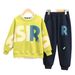 Boys' 2023 New Children's Printed Letter Sweater Spring and Autumn Sports Network Red Fashion Two Piece Set_voghion.com