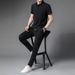 2025 Feel Running Sports Suit For Men Summer Thin Ice Silk Turn-down Collar T-shirt Men's Casual Set_voghion.com