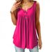 Women Ruffle Elegant O Neck Swing Tunic Blouses In Chic Design Button Sleeveless_voghion.com