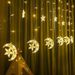 Moon & Stars LED Curtain Lights, Warm White & Multicolor, USB/Battery/Solar Powered, For Bedroom/Christmas/Wedding/Party Decor_voghion.com