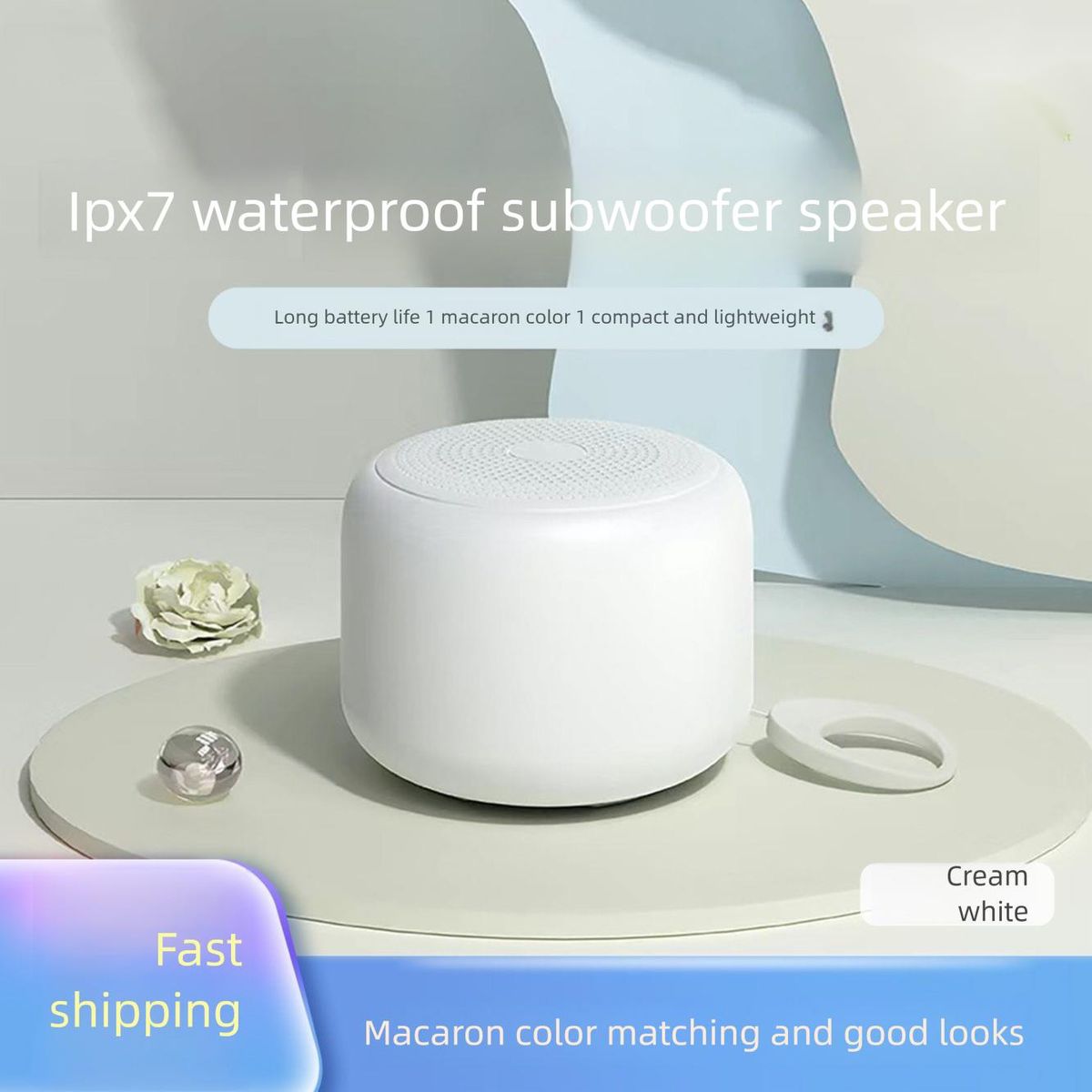 Bluetooth Speaker Rechargeable Mini Subwoofer Wireless Car Bathroom Waterproof Portable High Sound Macaron Color_voghion.com