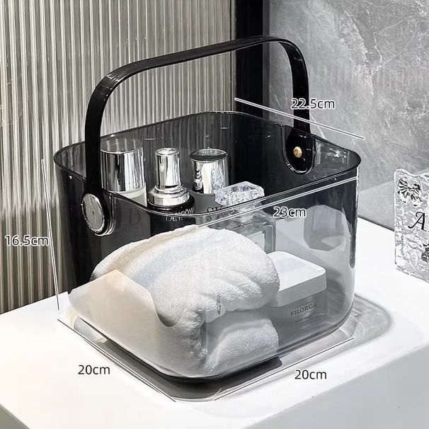 Portable Bath Student Dormitory Toiletries Storage Household Bathroom Plastic Drainage Basket With Lid_voghion.com