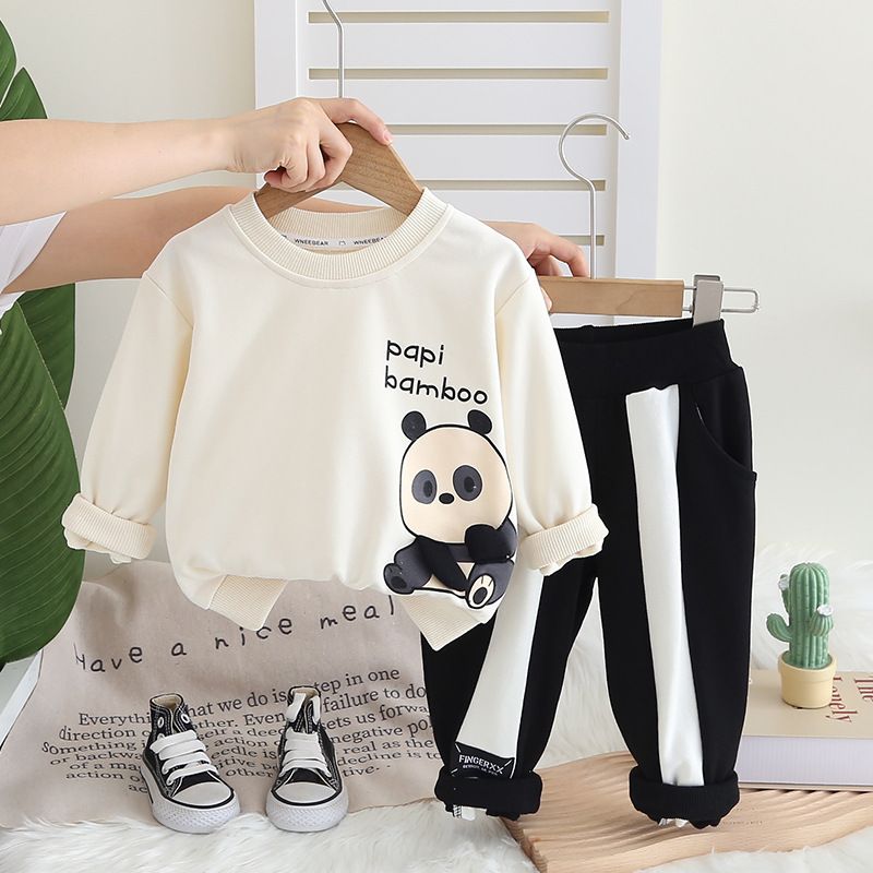 Felpa con cappuccio primavera autunno due pezzi 2024 nuovi ragazzi e ragazze cartoni animati set per bambini neonati_voghion.com