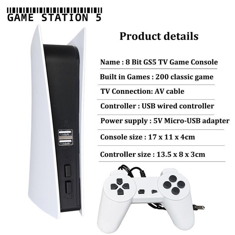 GS5 8 Bit USB Wired Handheld Game Player 200 Classic Games Retro AV Output TV Gaming Console For Child Dropshipping_voghion.com
