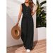 Damenbekleidung Sommer Casual Pendeln Frontknopf Weste und Hose Set V-Ausschnitt Weste_voghion.com