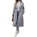 Anspruchsvoller langer Wollmantel für Damen – Slim Fit, zweireihiger Trenchcoat mit Gürtel, minimalistische, lässige Oberbekleidung für Herbst und Winter (Grau, S-XXL)_voghion.com