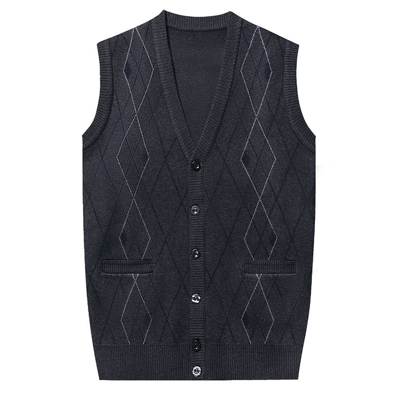 ​​Men's Knitted Wool Blend Sleeveless Vest Sweater - Thickened V-Neck Open Front Cardigan For Autumn Winter​​_voghion.com