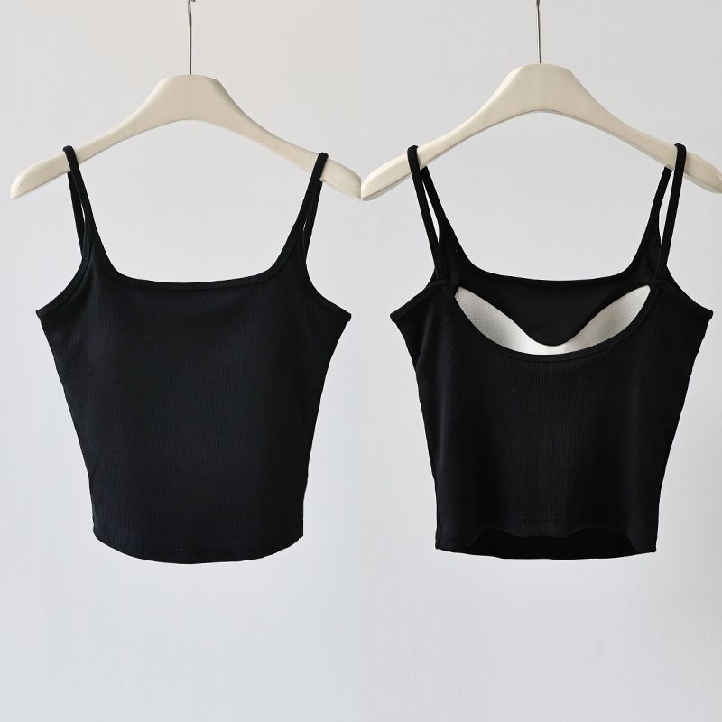 Gestreiftes Neckholder-Unterhemd für Frühling und Sommer | Integriertes Brustpolster mit integrierten Körbchen | Oberbekleidung mit schmaler Passform und rückenschonender Basisschicht – L, Gewicht 55–70 kg_voghion.com