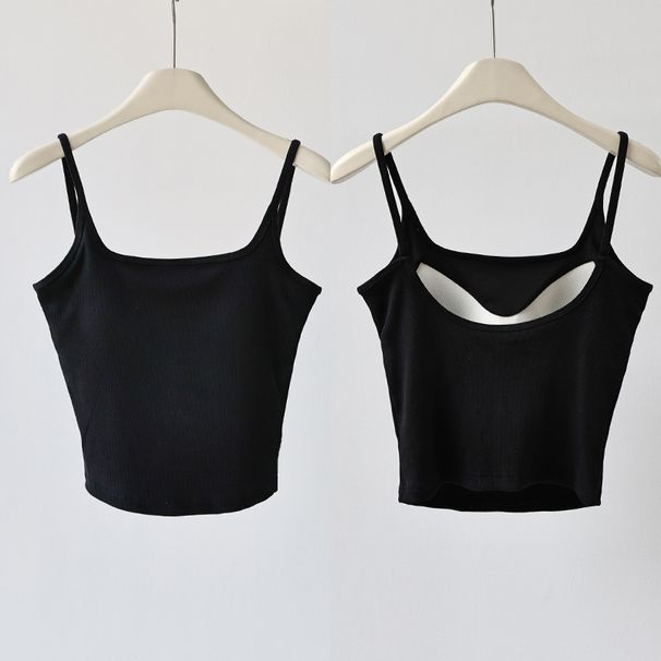 Gestreiftes Neckholder-Unterhemd für Frühling und Sommer | Integriertes Brustpolster mit integrierten Körbchen | Oberbekleidung mit schmaler Passform und rückenschonender Basisschicht – L, Gewicht 55–70 kg_voghion.com