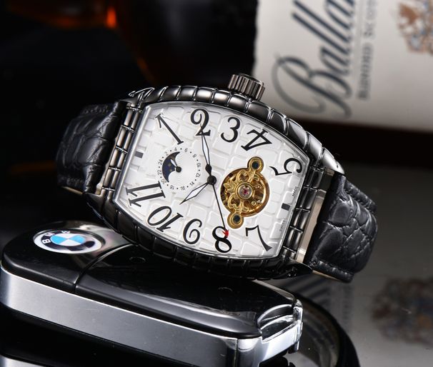 2023 Orologio da uomo quadrato con secchiello per vino francese, meccanico automatico trasparente, con testa di fantasma_voghion.com