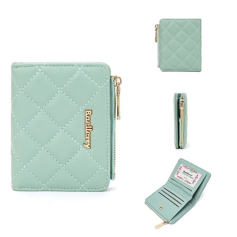 Baellerry nouveau portefeuille court pour femmes mode matelassé double fermeture éclair porte-monnaie portefeuille en cuir synthétique polyuréthane femmes_voghion.com